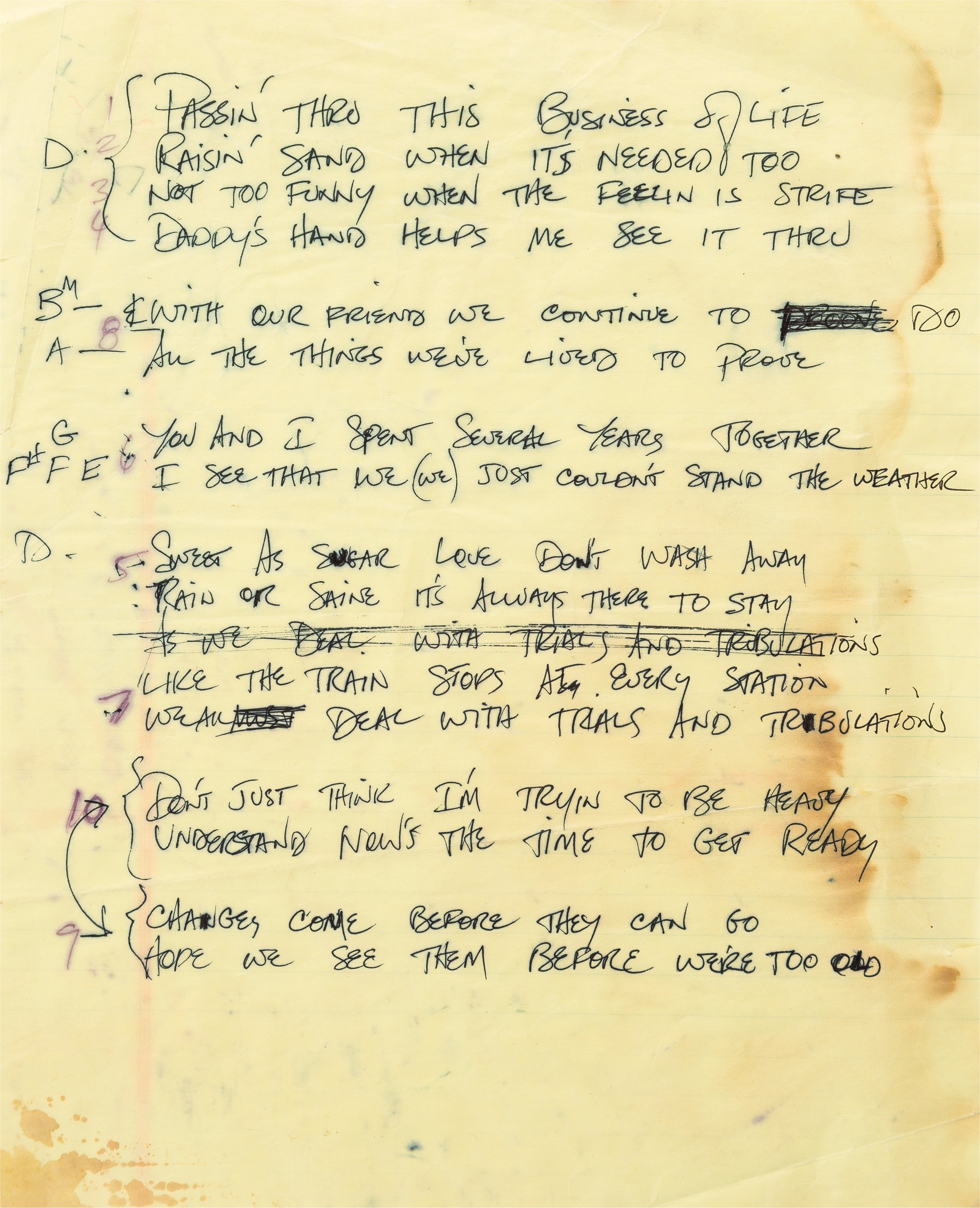 Couldn't Stand the Weather Handwritten Lyrics