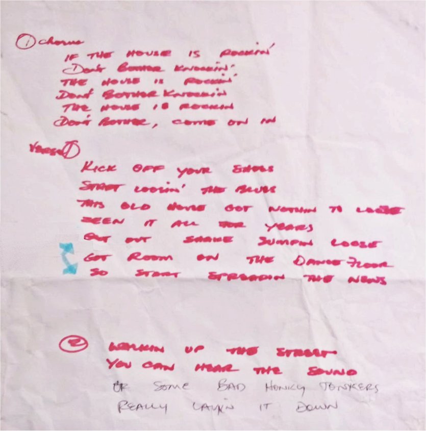 Stevie Ray Vaughan - The House is Rockin' Handwritten Lyrics