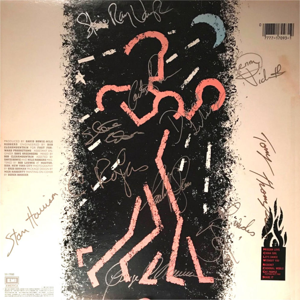 David Bowie Let's Dance Signed LP Cover