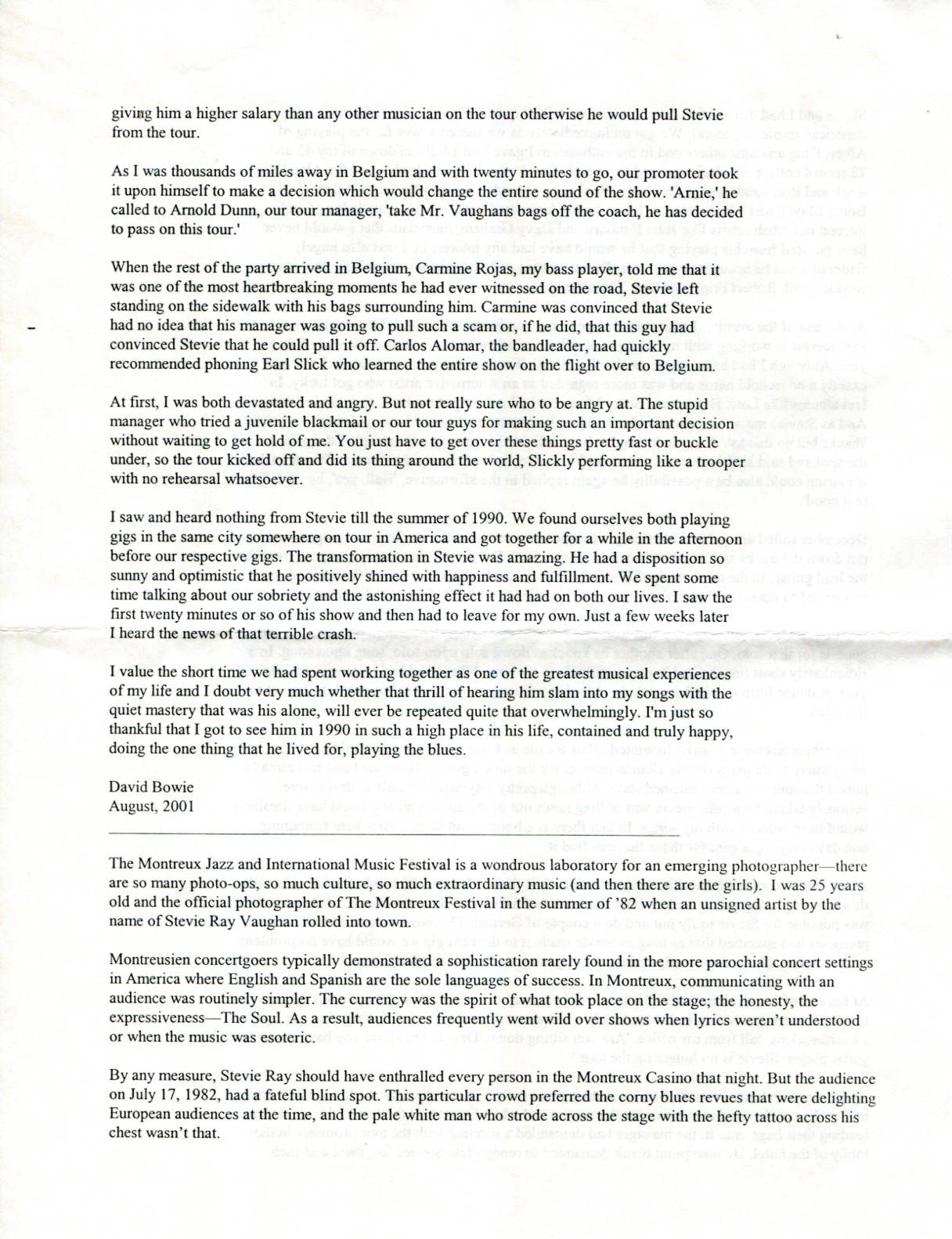 Live at Montreux Press Release