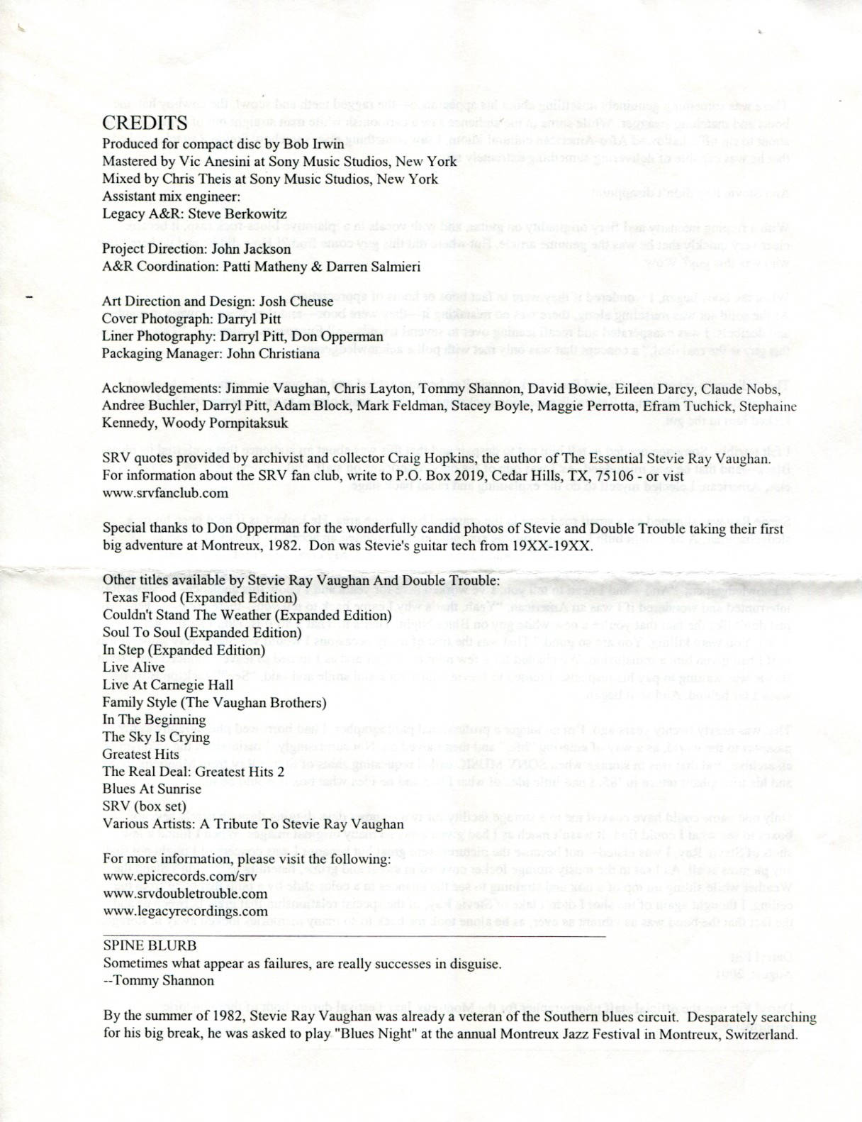 Live at Montreux Press Release