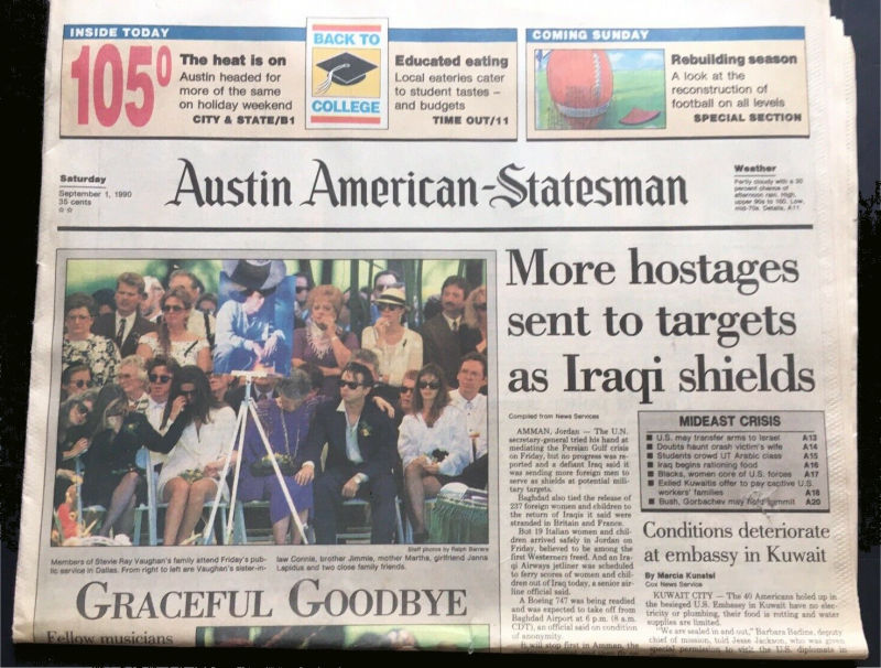 Stevie Ray Vaughan Death Newspaper Report