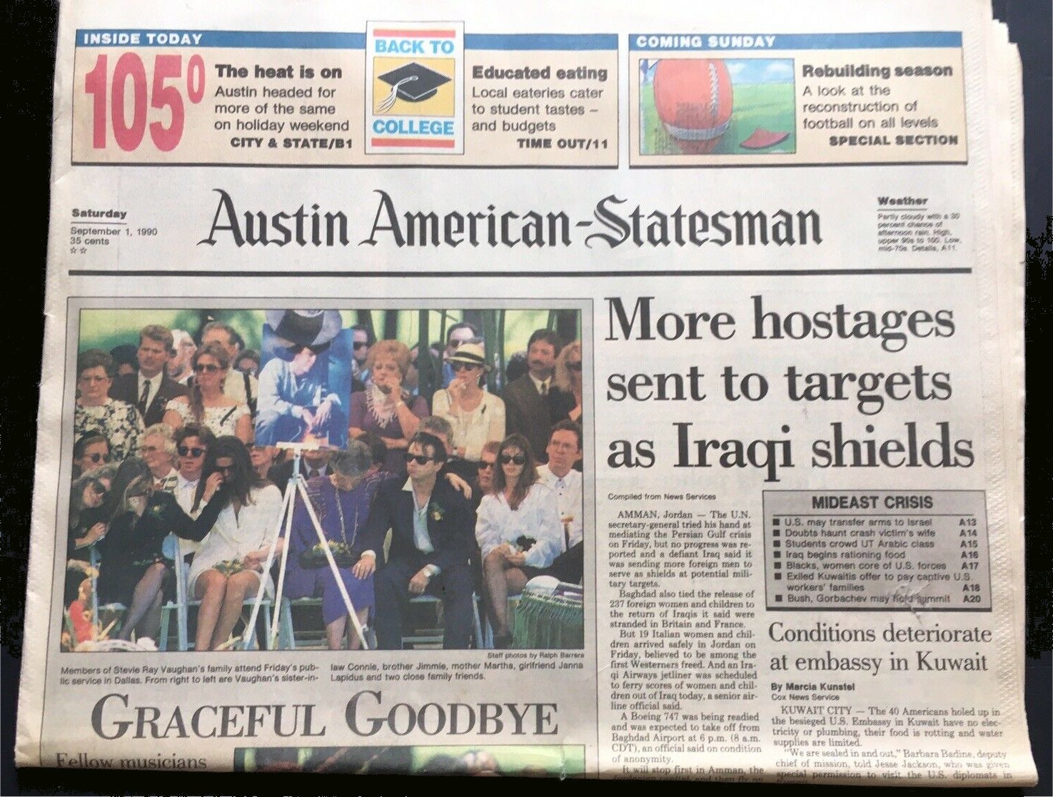 Stevie Ray Vaughan Death Newspaper Report