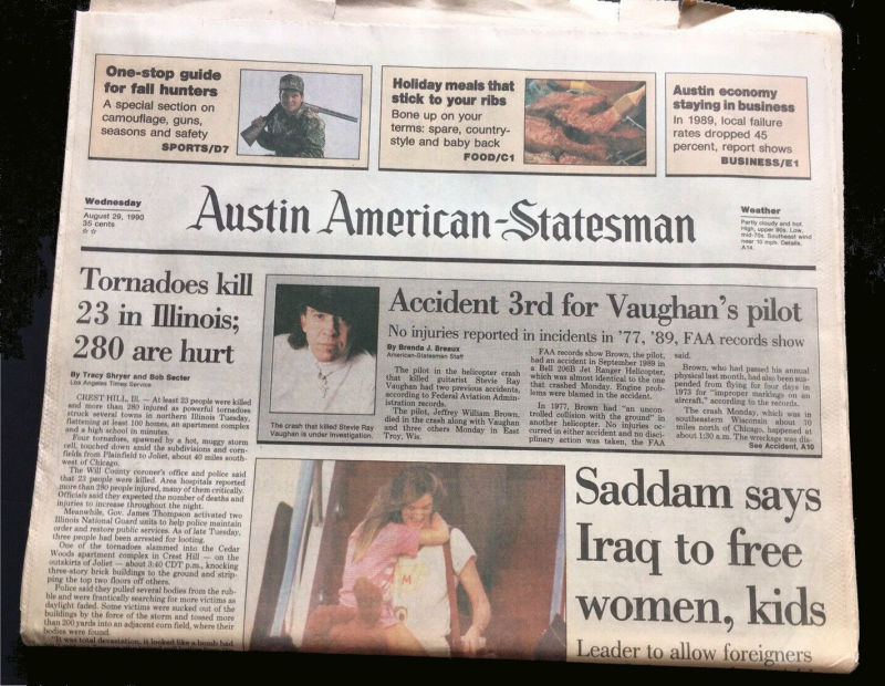 Stevie Ray Vaughan Death Newspaper Report