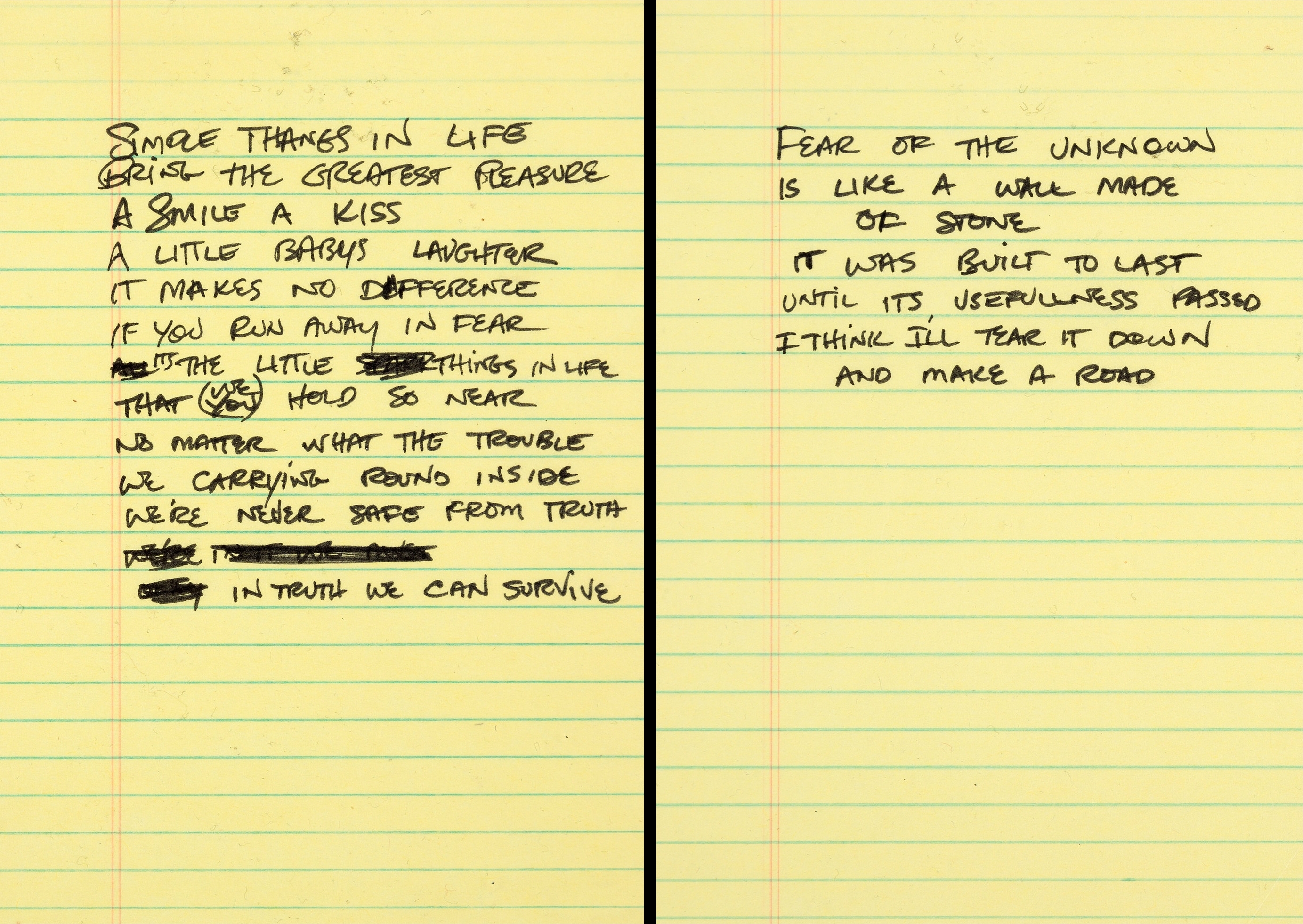 Wall of Denial Handwritten Lyrics